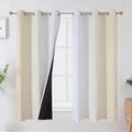 Beige and Greyish White Ombre Blackout Curtains 63 Inches Length 2 Panels Set by ESTELARTEXTILER