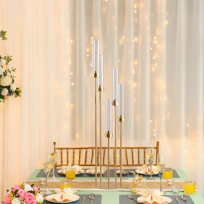 20PCS Gold Floor Candelabra, 5 Arm Candle Holder Tall Floor Candle Holder - Image 9
