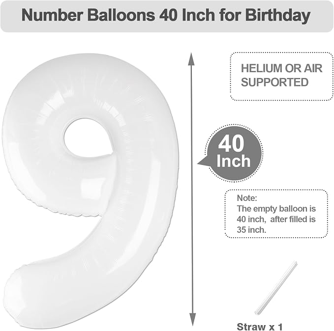 Number Balloons 40 Inch White 8 Balloon - Image 5
