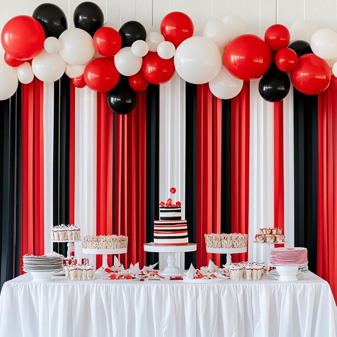 8 Red Black White Streamers, 656ft Pack of Crepe Paper Party Decorations | Each - Image 2