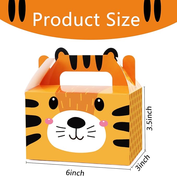 24 Pack Jungle Safari Animals Party Favor Boxes Zoo Animals Theme Happy - Image 2