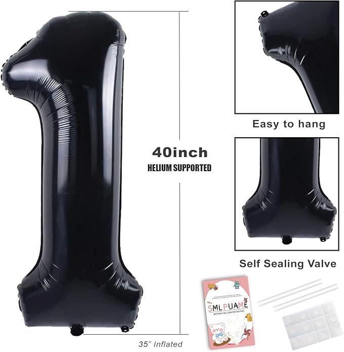 40 inch Number Balloon 0-9 Black Large Number 4 Balloons, Digital Balloons - Image 6