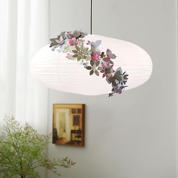 White Oval Paper Lanterns, 22in Large Hanging Paper Lantern Shade, 2 Pack | - Image 9