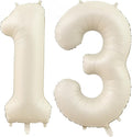 Cream Number 13 Balloons, 40 Inch 13 Balloons Giant Helium Foil Mylar Beige 13 by BBPOOL
