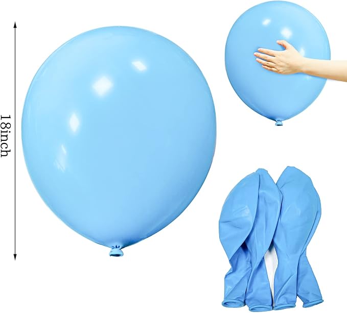 Light Blue Balloons 18 Inch 12 Pack Large Latex Party Balloons Light Blue Round - Image 2