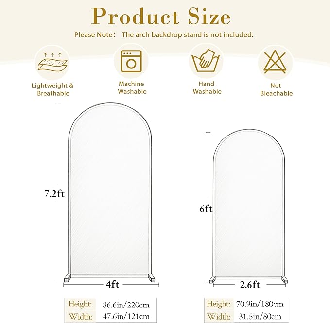 7.2FT 6FT Arch Backdrop Cover for Wedding, Set of 2 Stretchy Spandex Fitted Arch Stand Cover for Baby Shower, Birthday Party Decor, Chiara Backdrop Cover with Double-Sided Design(Dusty Pink)