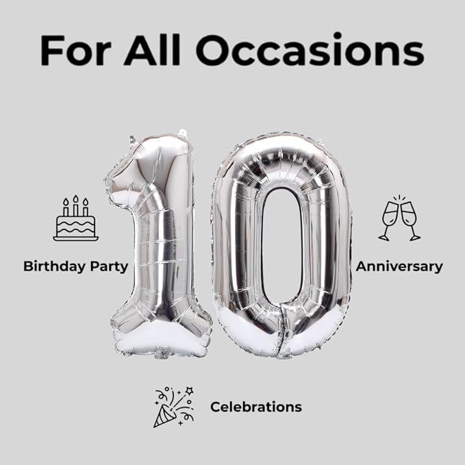 Number 10 Balloon Foil Mylar Balloons - Image 5