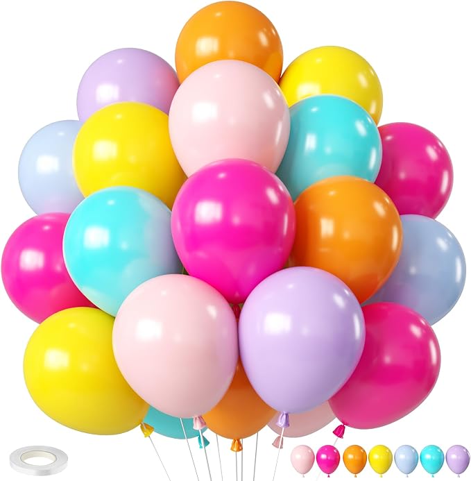 Tropical Balloons, 12 Inch Multicolor Rainbow Ballons Fruit Green Slate Blue by BIAPIAN