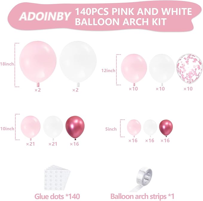 Pink Balloon Arch Kit, Galentine's Day, Valentine's Day, Anniversary Party - Image 2