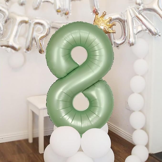 40 Inch Green Number Balloon 4 Olive Green Foil Balloon Sage Green 4 Balloons - Image 5