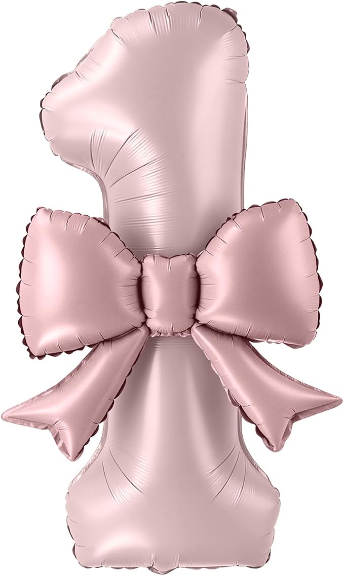 40 Inch Number 1 Balloon with Bow, Coquette Aesthetic Foil Balloon by Unknown