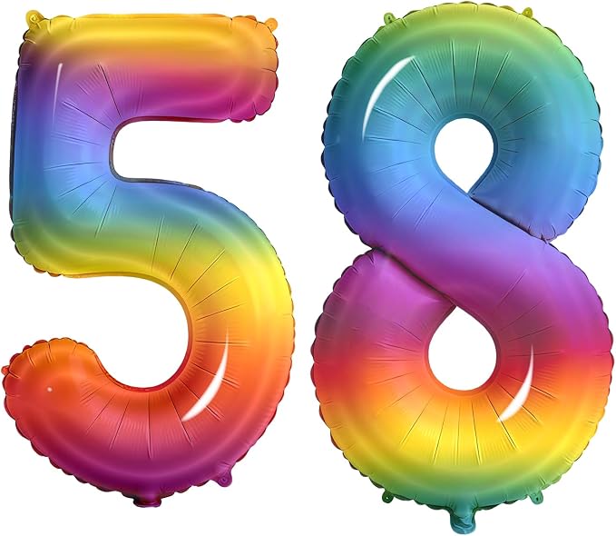 Number 58 Balloons for 58th Birthday Party Decorations, 0-100 Large No.58 by Joycard