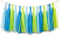 We Moment Green Blue and Light Blue Tissue Paper Tassels Party Tassel Garland by We+Moment