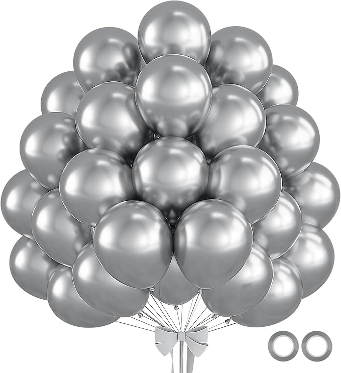 Sliver Balloons 110pcs 12 Inch Metallic Sliver Balloon by BAIBAOXIANG