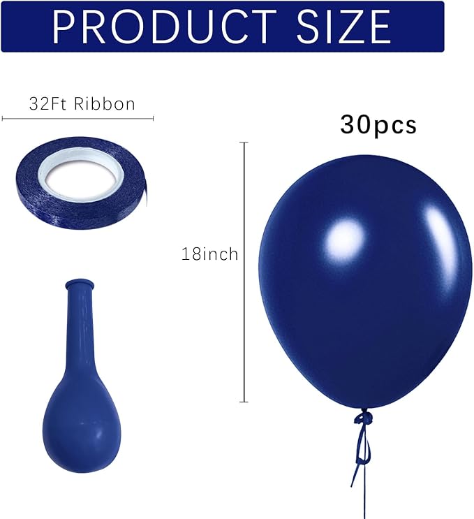 Navy Blue Balloons Latex Party Dark Blue 30 Pack 18 inch Round Navy Balloons - Image 2