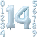 40" Light Blue Foil Number 14 Balloon by TNCDJKPA