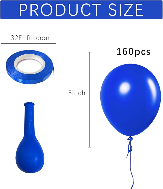 Royal Blue Balloons Blue Party Decorations 160 Pack 5 inch Round Blue Balloons - Image 2