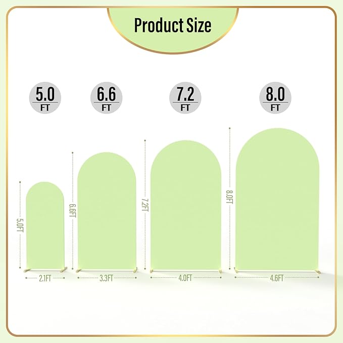 LEBENGURU Upgraded 5FT Wedding Arch Cover, Green Spandex Fitted Arch Backdrop Cover, Round Top Chiara Stand Covers for Birthday Party Baby Shower Banquet Balloon Décor