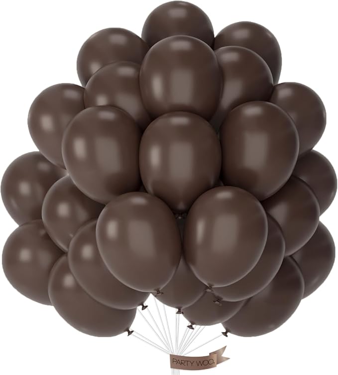 PartyWoo Dark Brown Balloons 100pcs Boho Coffee Neutral Fall Color | 12 Inch by PartyWoo