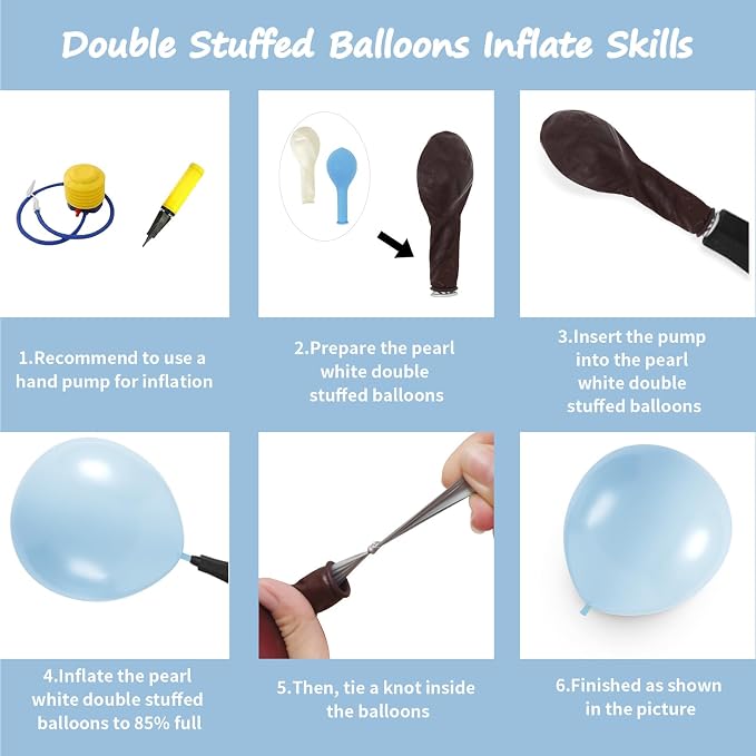 Double Stuffed Pearl Blue Balloon Garland Arch Kit | 18/12/10/5inch Different - Image 2