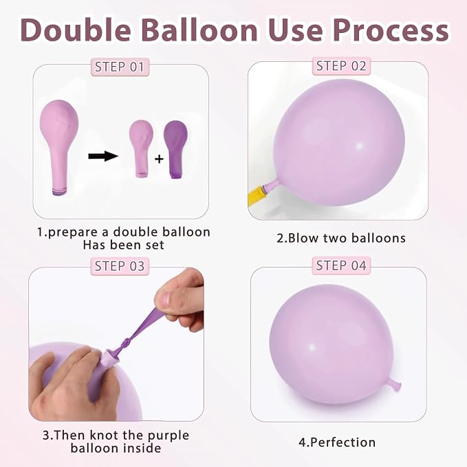 Hot Pink Purple Balloons Arch Kit, Double Stuffed Lavender Lilac Dusty Purple - Image 4