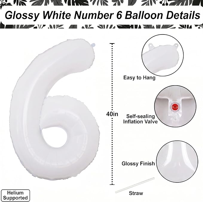 White Number 16 Balloon 40 Inch, Large Matte White Mylar Foil 16th Birthday - Image 4