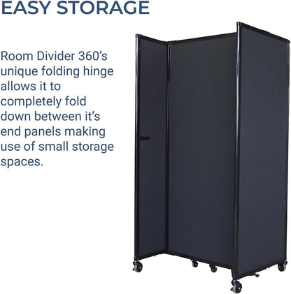Versare Room Divider 360 Portable Wall Partition | Folding Panels | Large Freestanding Divider | Locking Wheels | Temporary Room Separator | 25' x 7'6'', Ocean
