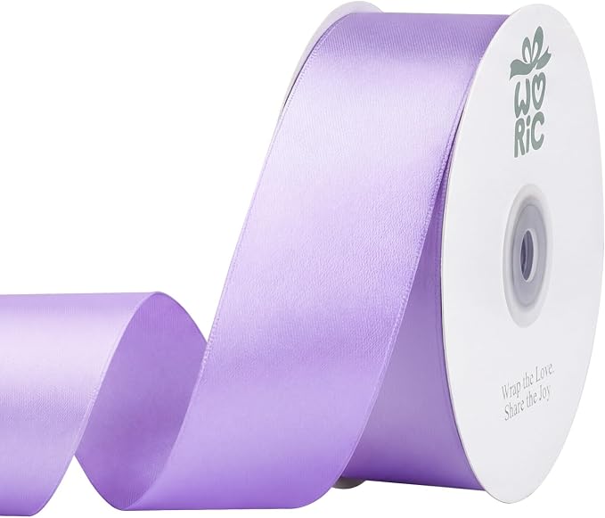 woric Lavender Satin Ribbon 1 1/2 Inch 50 Yards Light Purple Ribbon | Polyester by woric