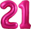 Hot Pink 21 Number Balloons, 40 Inch Giant Number 21 Balloons Foil Mylar Helium by Lovoir