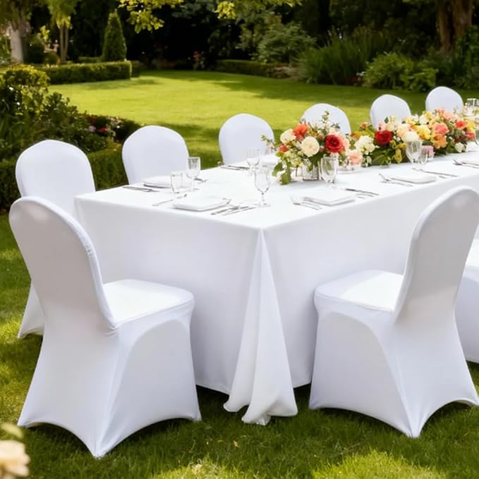 100 Pcs White Folding Chair Cover Washable Removable Universal Fitted Chair - Image 6