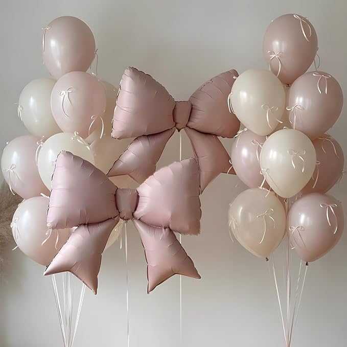 38 Inch Pink Bow Foil Balloons, Large Pink Mylar Bowknot Balloons Coquette - Image 4