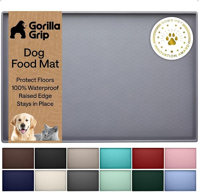 GORILLA GRIP 100% Waterproof Raised Edge BPA Free Silicone Pet Feeding Mat by Unknown
