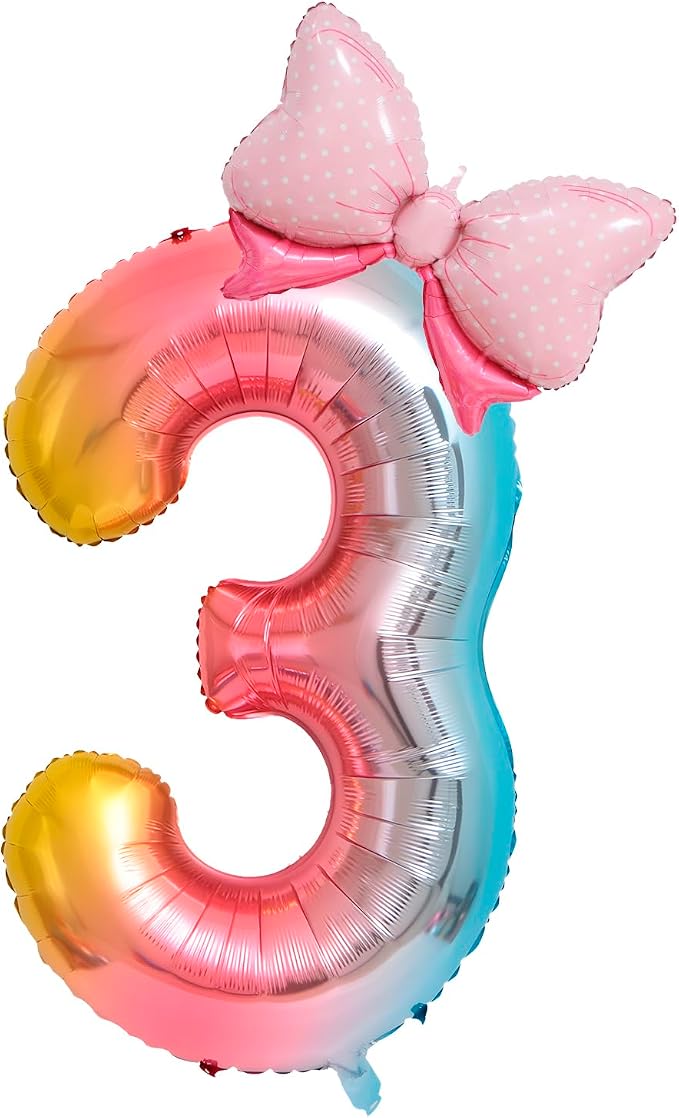 40-Inch Number 3 Gradient Giant Number Balloons And Mini Bow Balloons Foil by Unknown