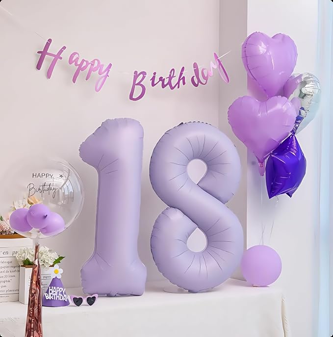 Pastel Purple 15 Number Balloons, 40 Inch Light Purple 15 Balloons Large Helium - Image 4