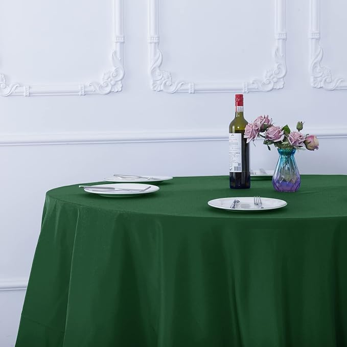 Ascoza 2pack 132 Inch Hunter Round Tablecloth in Washable Polyester Fabric for Wedding/Banquet/Restaurant/Parties