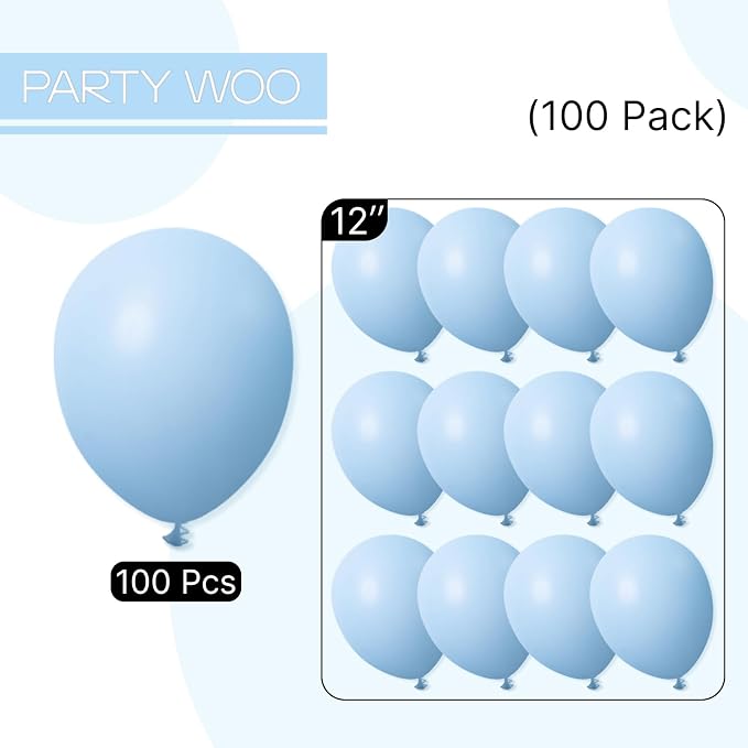 PartyWoo Light Blue Balloons 100pcs Baby Pastel Sky Aqua Blue Color | Balloons - Image 7