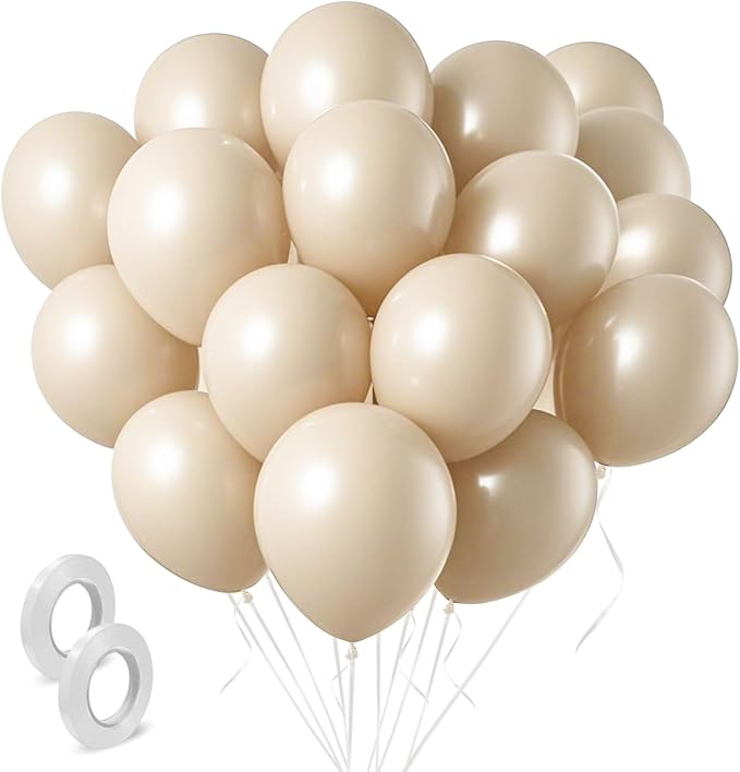 Cream Balloons 160 Pack 5 inch Latex Party Neutral Round Beige Sand White by BOMSI