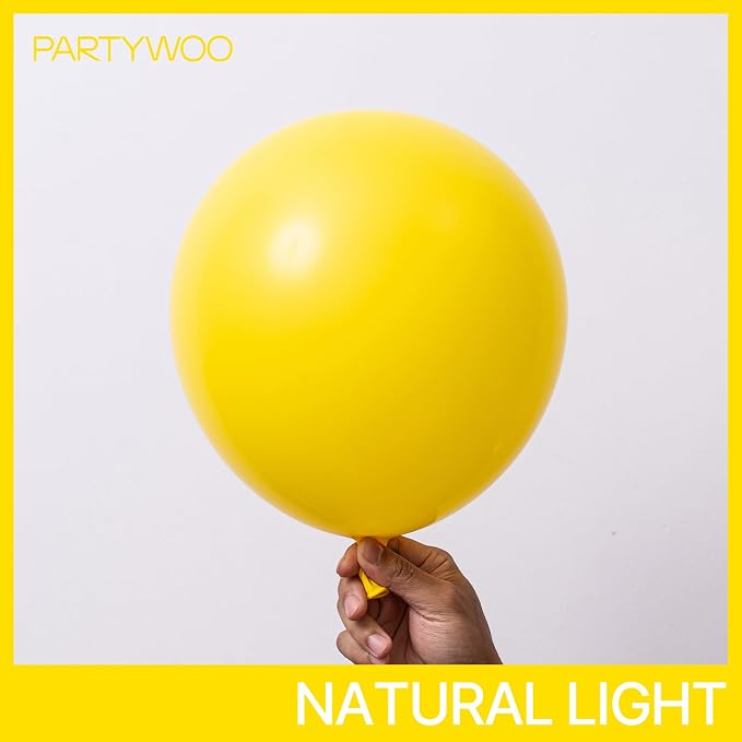 PartyWoo Yellow Balloons 100 pcs 10 Inch Matte Yellow Latex Helium Balloons - Image 2