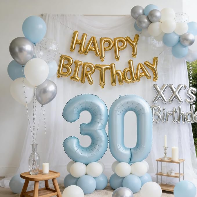 40 In Matte Blue Number Balloons Helium Foil Mylar Balloon Party Digital 23 | - Image 5