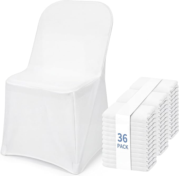 Fixwal 36 Pcs White Folding Chair Covers Spandex Stretch Slipcover | Spandex by Fixwal