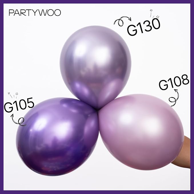 PartyWoo Metallic Purple Balloons 140pcs Chrome Purple Color | 18 12 10 5 Inch - Image 4