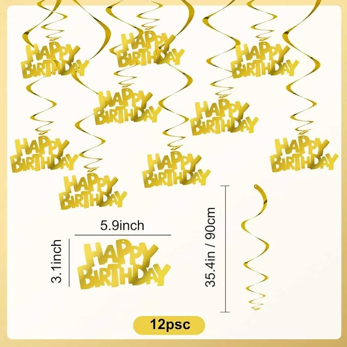 BEISHIDA 12 Pcs Pre-Strung Happy Birthday Hanging Swirl Decorations - Image 2