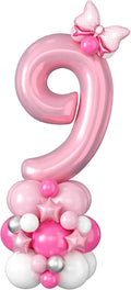 40 Inch Pink Number 9 Balloon for 9th Birthday Decoration Pastel Baby Pink by Domgoge