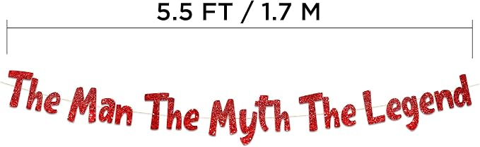 Pre-Strung The Man The Myth The Legend Red Glitter Banner - Image 4