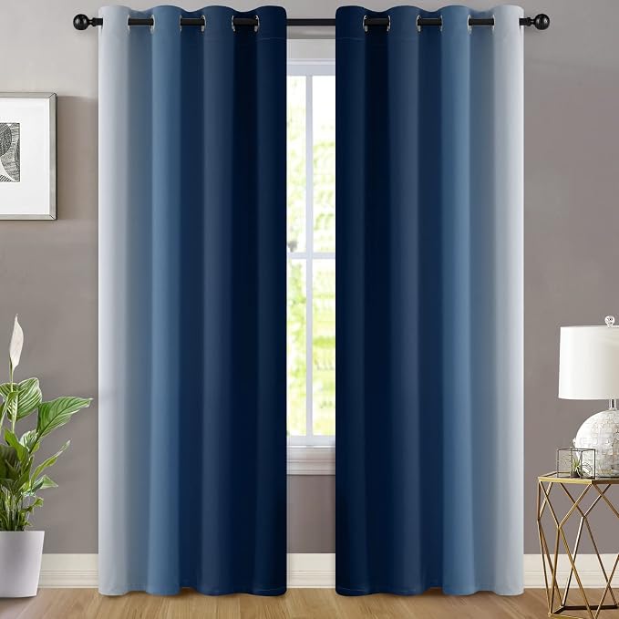 Yakamok Ombre Curtains Blue and Greyish White - Image 2