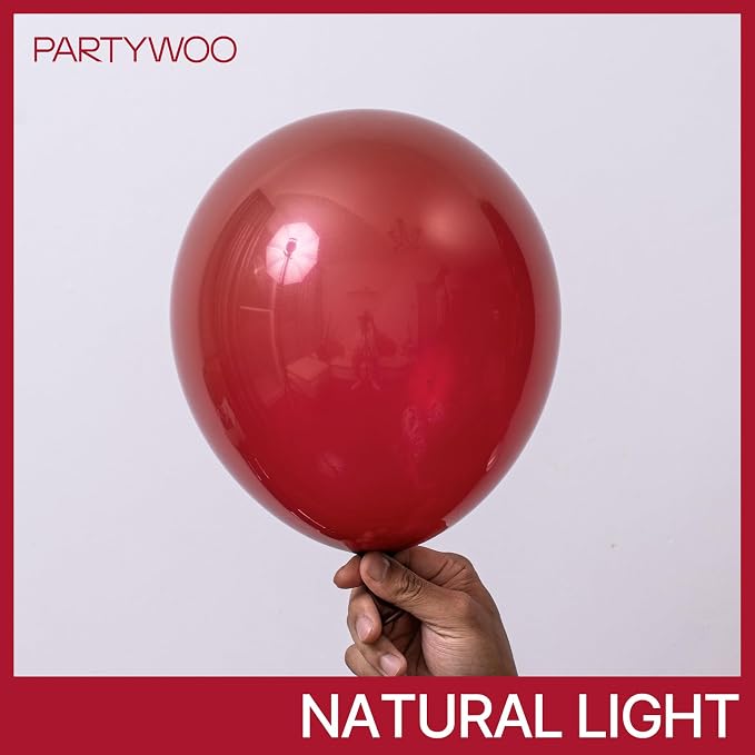 PartyWoo Burgundy Balloons 101pcs Dark Chestnut Red Maroon Color | Balloons - Image 3