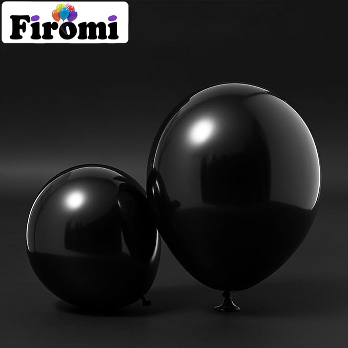 Firomi Small Black Balloons 5-inch 100 Pack | Helium Metallic Shiny Round Black - Image 3