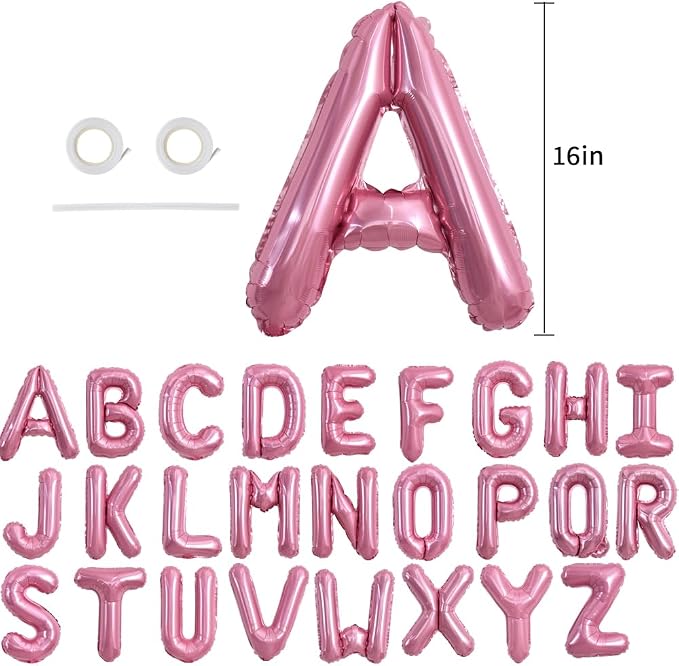 TONIFUL Light Pink Letter Balloons 2 Set 16 Inch A-Z Custom Alphabet Banner | - Image 2