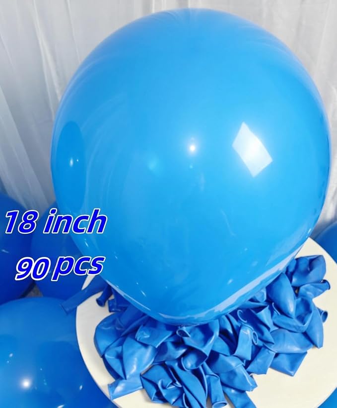 90 Pack Blue Balloons 18 Inch Blue Latex Big Balloons - Image 2