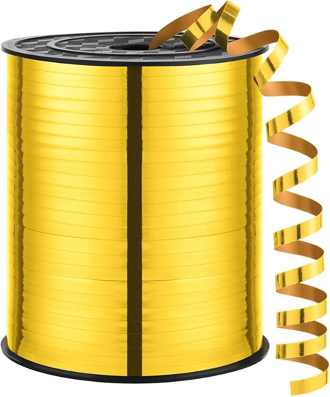 Metallic Gold Curly Ribbon, 500 Yard Curling Ribbon by LACNNY